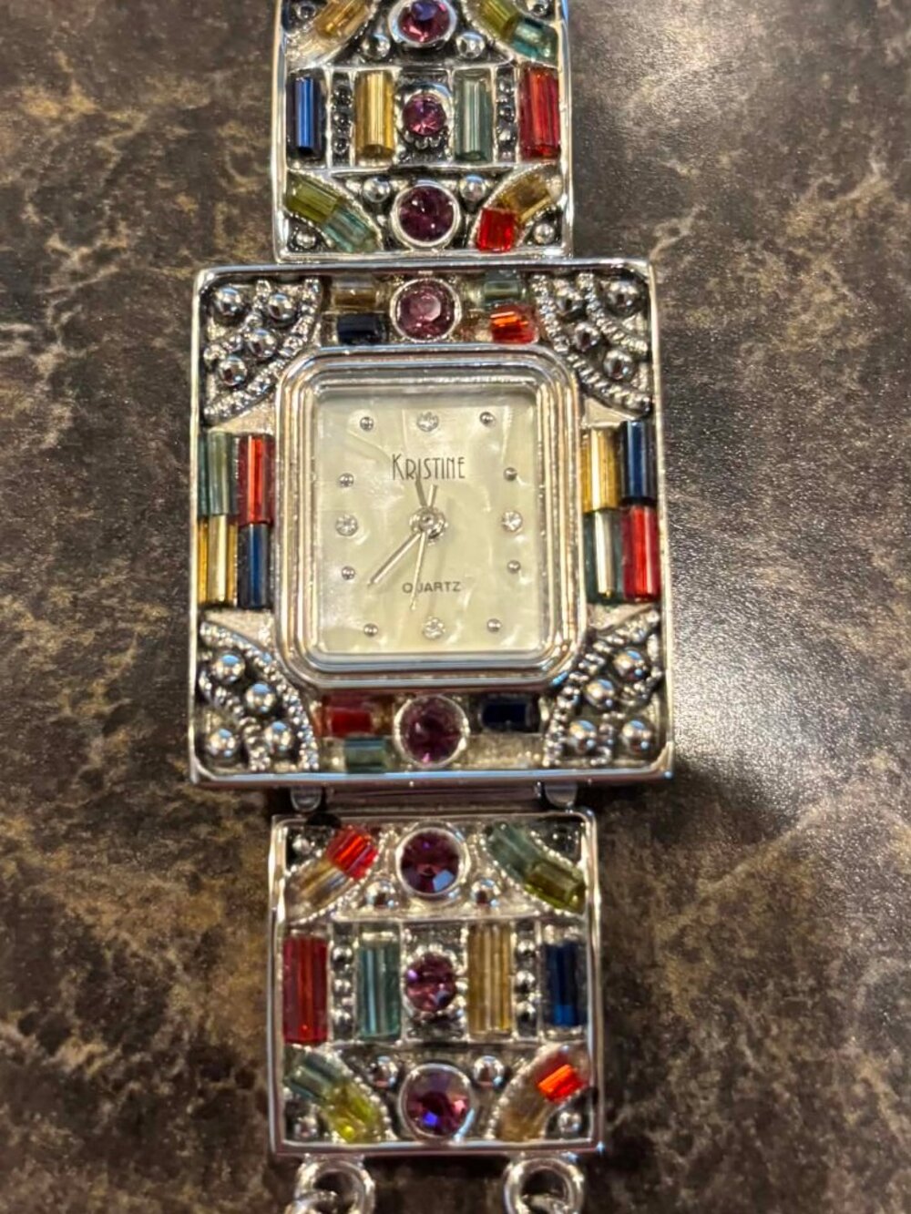 Kristine Quartz Ladies Wath with Multi-Colored Rhinestone Crystals